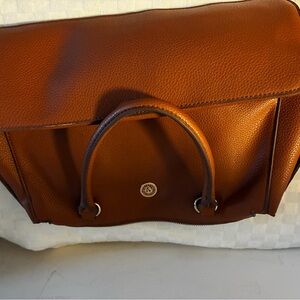 Anne Klein Pebbled Satchel - Cognac Brown